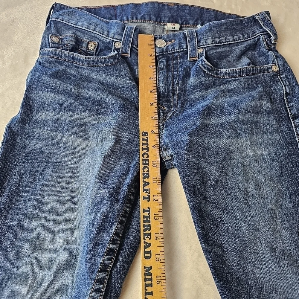 True Religion Jeans mens 34 Blue Denim Medium wash Vintage Retro 90s jeans Y2K